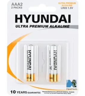 باتری نیم قلمی AAA هیوندای مدل Ultra Premium آلکالاین ۲ عددی