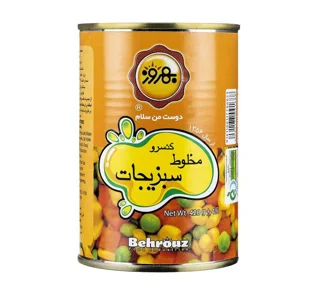 کنسرو مخلوط سبزیجات بهروز ۳۸۰ گرم
