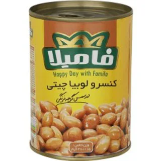 کنسرو لوبیاچیتی با سس گوجه ۳۸۰ گرم فامیلا