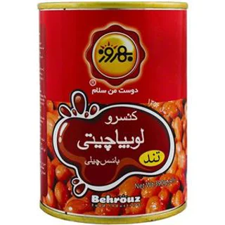 کنسرو لوبیا چیتی با سس چیلی تند بهروز ۳۹۰ گرم