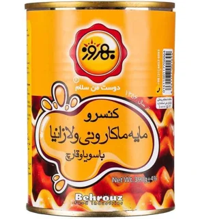 کنسرو مایه ماکارونی و لازانیا بهروز با سویا و قارچ ۳۸۰ گرم