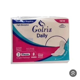 نوار بهداشتی گلریز بالدار جذب بالا روزانه نیمه ضخیم سایز خیلی بزرگ 7 عددی